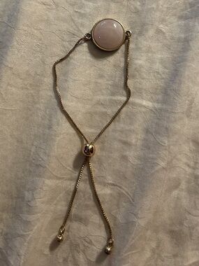 Rose Gold Slide Bracelet with Pink Cabochon